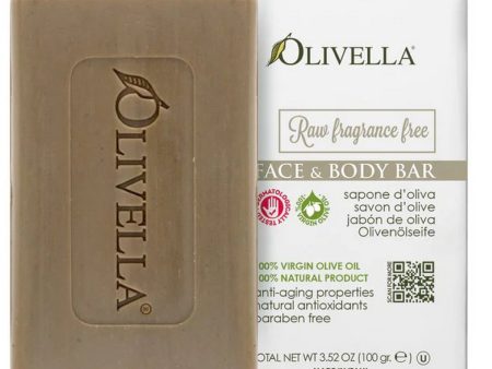 OLIVELLA, Bar Soap Raw Fragrance Free, 3.52 oz Online now