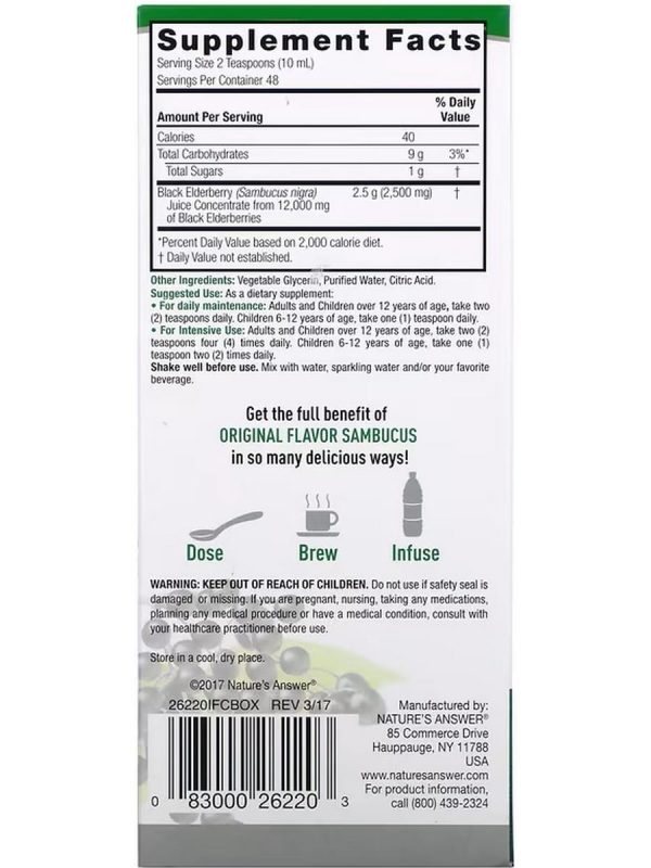 Nature s Answer, Sambucus Immune, Black Elderberry, 8 fl oz Online now