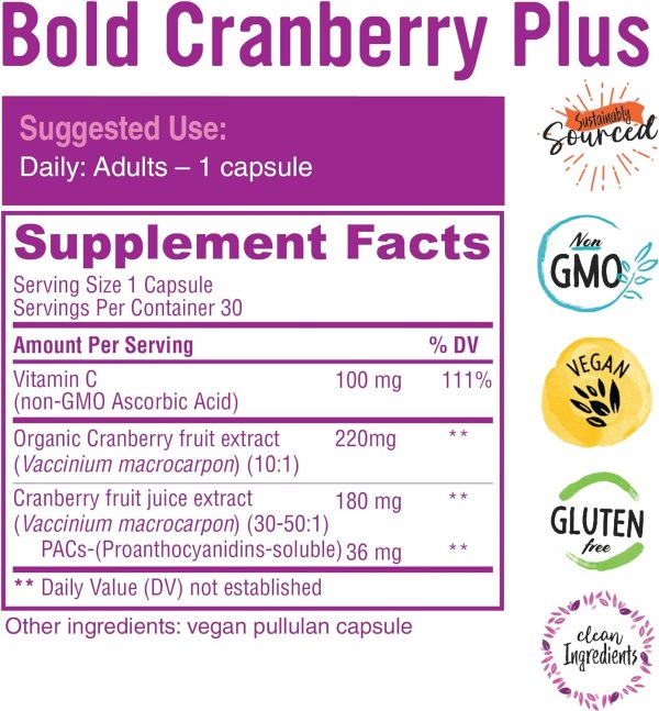 Bold Botanica, Bold Cranberry Plus, 30 Vegan Capsules For Sale