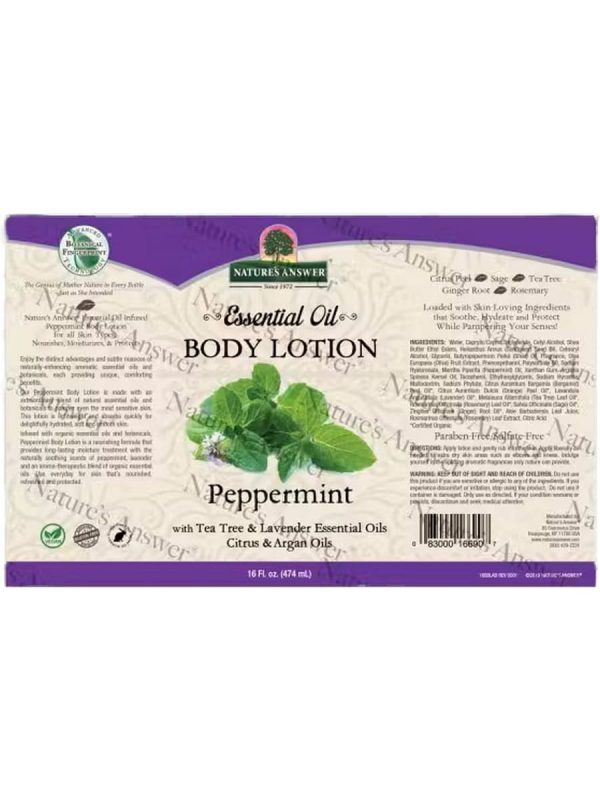 Nature s Answer, Essential Oil, Body Lotion, Peppermint, 16 fl oz on Sale