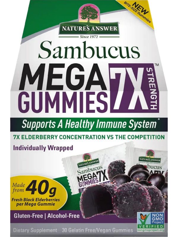 Nature s Answer, Sambucus Mega Gummies, 7X Strength, 30 Gelatin Free Vegan Gummies For Cheap