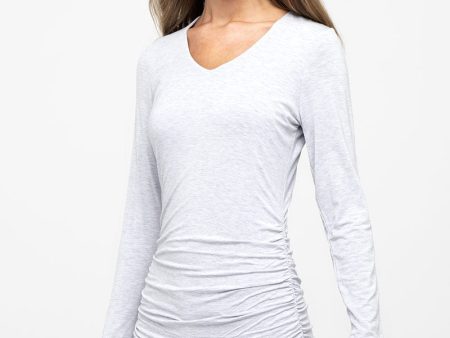 Bamboo Ruched Long Sleeve Vee Hot on Sale