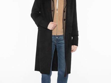 Shawl Collar Knit Trim Coat For Cheap