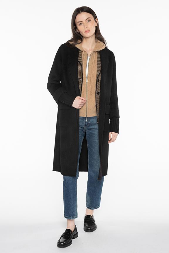 Shawl Collar Knit Trim Coat For Cheap