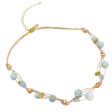 Matte Aquamarine Woven Leather Necklace Hot on Sale