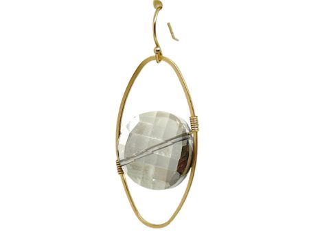 Coin Crystal Oval Matte Gold Wrap Earrings - Light Smoke Topaz Discount