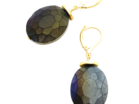 Matte Faceted Crystal Earrings - Grey For Discount