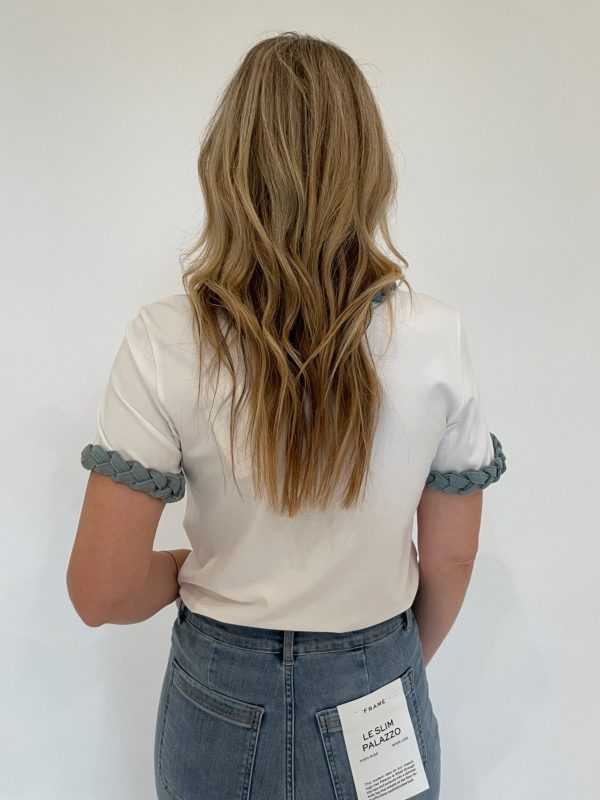 Denim Braided Tee - White Fashion