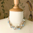 Matte Aquamarine Woven Leather Necklace Hot on Sale