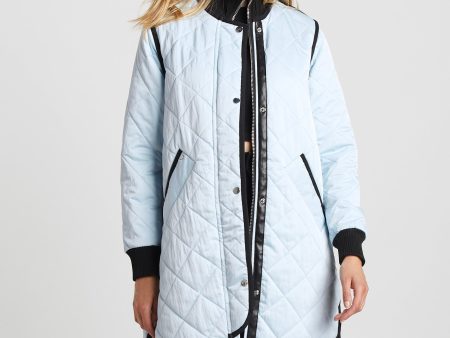 Libby Quilted Full Zip Coat - Ice Blue Hot on Sale