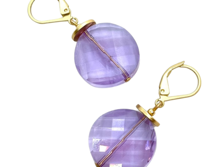 Coin Crystal Earrings - Lavender For Cheap