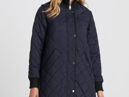 Libby Quilted Full Zip Coat - Dark Navy Online