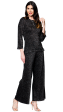 Trina Wide Leg Shimmery Pants - Black Shimmer Supply