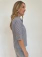 Salty Short Sleeve Stripe Button Down Shirt - Navy Discount