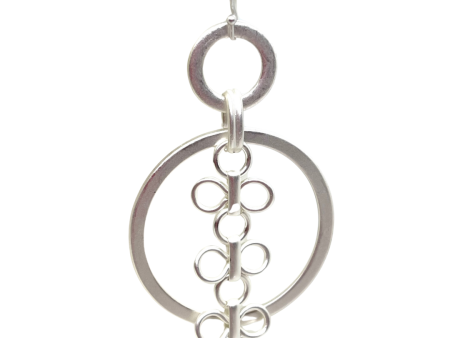 Hoop Earrings With Three Clover Charms - Matte Silver Discount