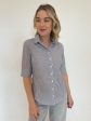 Salty Short Sleeve Stripe Button Down Shirt - Navy Discount