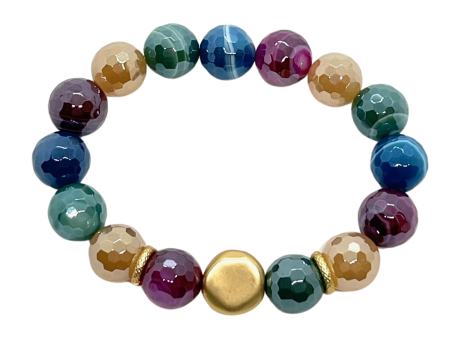 Multi Color Jasper And Gold Nugget Stretch Bracelet Online Sale