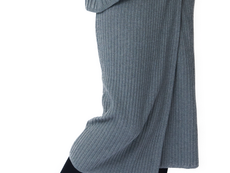 Lexi Rib-Knit Midi Wrap Skirt - Gray For Sale