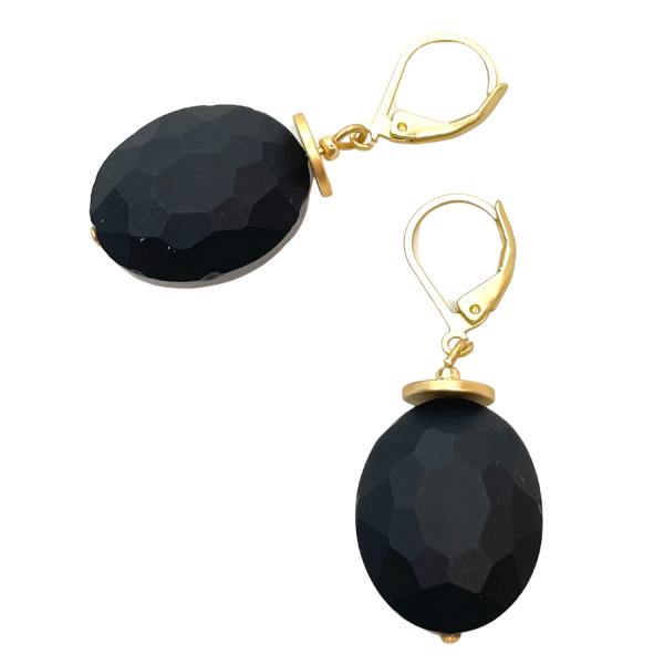 Matte Faceted Crystal Earrings - Black Online Hot Sale