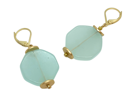 Aqua Quartz Lever Back Earrings Sale