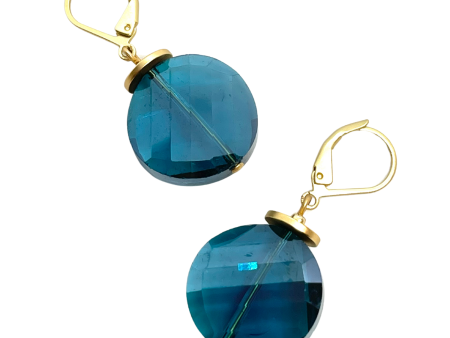 Coin Crystal Earrings - Teal Online