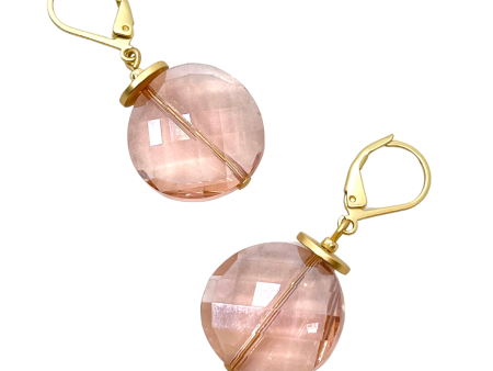 Coin Crystal Earrings - Peach Hot on Sale