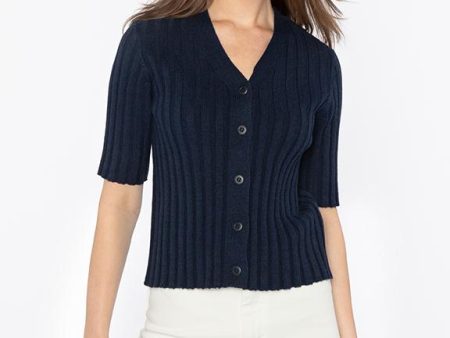 Elbow Sleeve Rib Cardigan For Discount