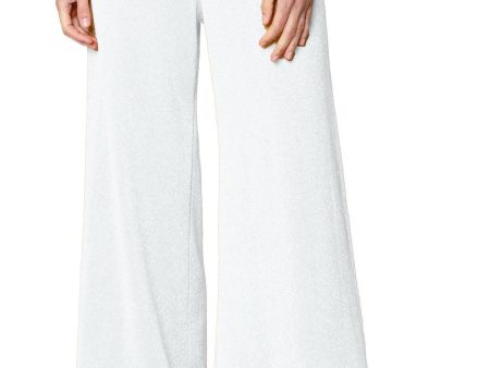 Paola Wide Leg Shimmery Pant - Silver White For Discount