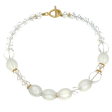 Matte White and Clear Crystal Beaded Necklace Supply