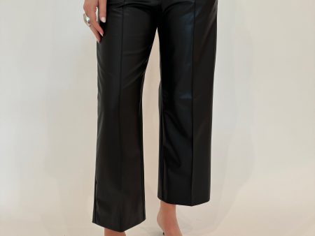 Chiara Crop Vegan Leather Pants - Black on Sale