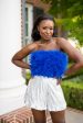 Fancy Strapless Feather Crop Top - Royal Blue Supply