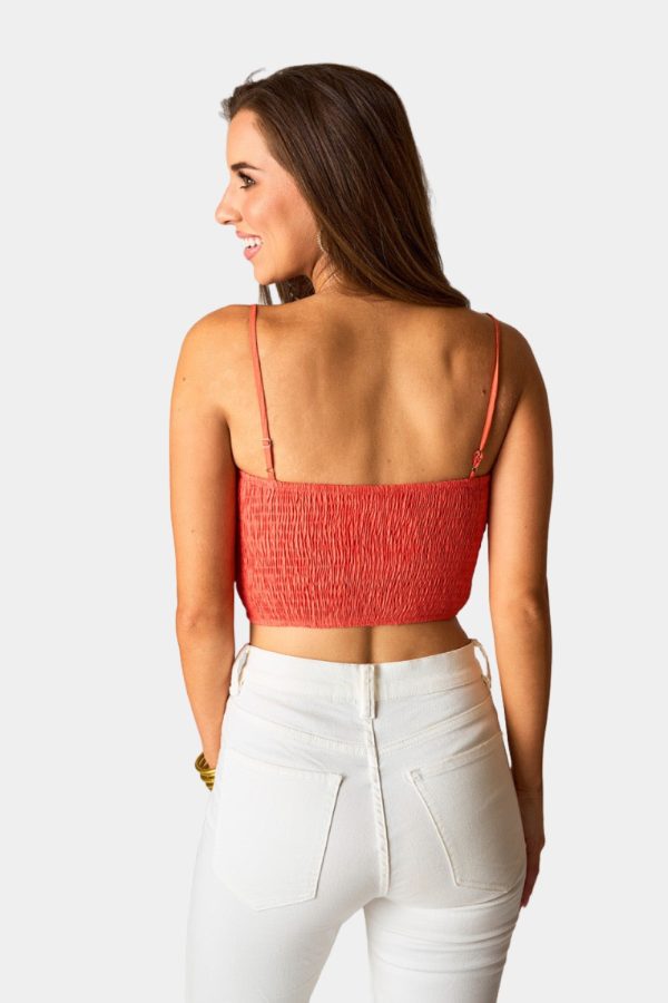 Petal Flower Applique Tank Top - Tangerine Cheap