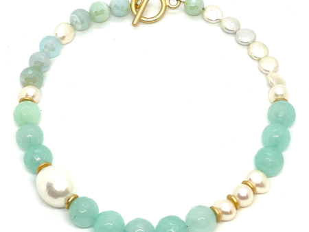 Aqua Quartz and Pearl Necklace Supply