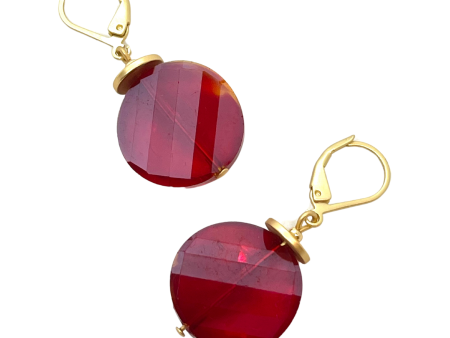 Coin Crystal Earrings - Red Online