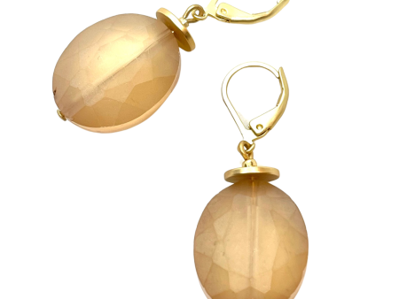 Matte Faceted Crystal Earrings - Peach Fashion