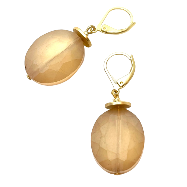 Matte Faceted Crystal Earrings - Peach Fashion