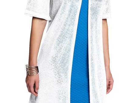 Contempo Dahlia Mesh Long Cardigan - Shimmery Silver White Online