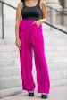 Sondra High-Waisted Velvet Pants - Fuchsia For Sale