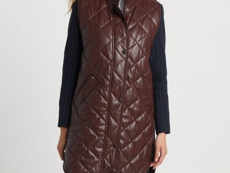 Destiny Sleeveless Quilted Vest With Side Zipper Detail - Chocolate For Discount