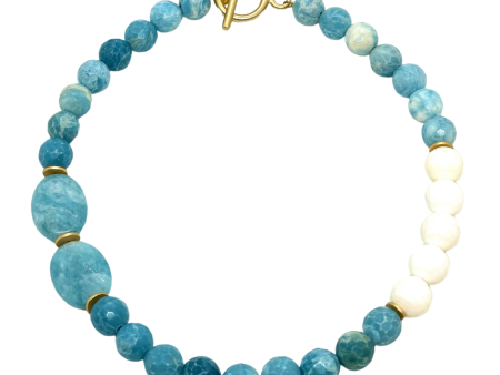 Larimar And White Jade Necklace on Sale