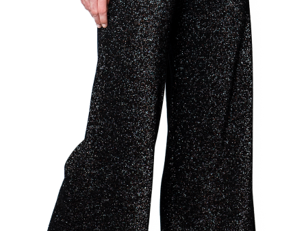 Trina Wide Leg Shimmery Pants - Black Shimmer Supply