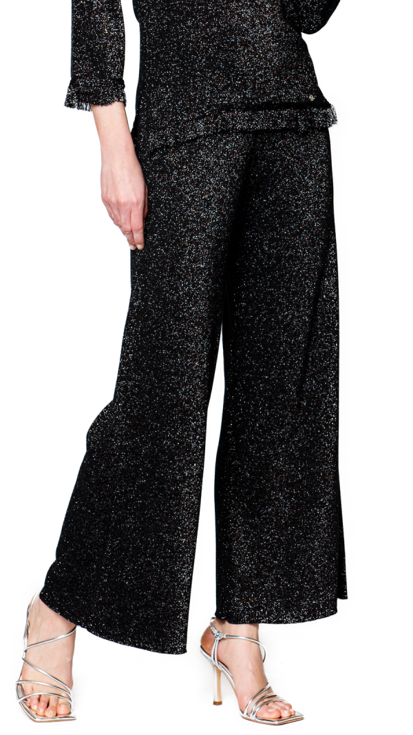 Trina Wide Leg Shimmery Pants - Black Shimmer Supply