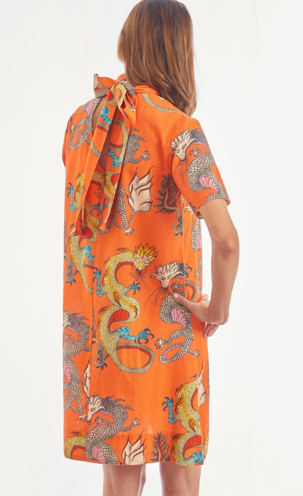 Savannah Dress With Bow - Orange Dragons Supply