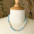 Matte Aquamarine and Freshwater Coin Pearl Necklace Online