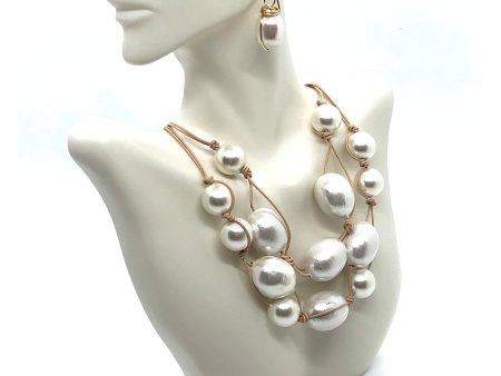 Cotton And Glass Pearl Necklace Supply