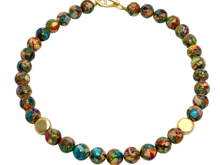 Confetti Jasper With Gold Nugget Accent Necklace Fashion