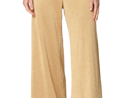 Paola Wide Leg Shimmery Pant - Golden Sands For Sale