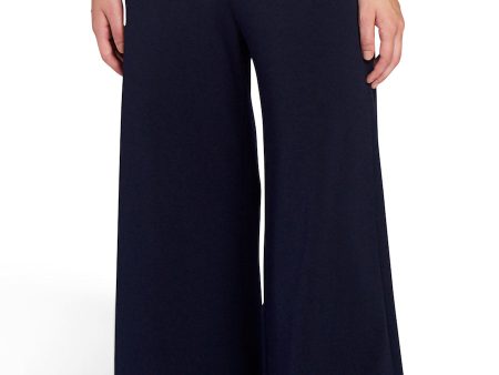 Briana Wide Leg Milano-Knit Pants - Dark Navy Cheap