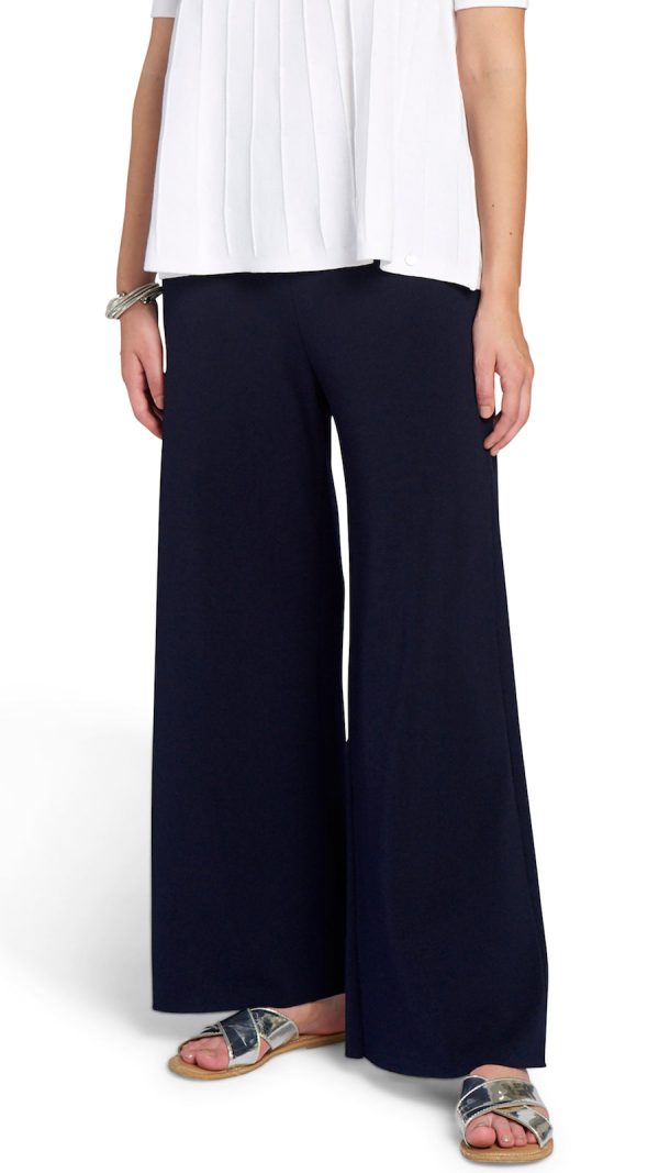 Briana Wide Leg Milano-Knit Pants - Dark Navy Cheap