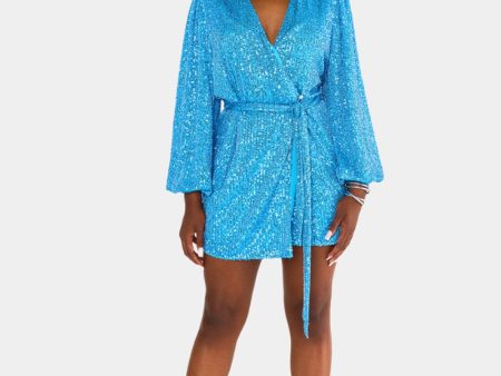 Adeline Sequin Wrap Dress - Blueberry Sale